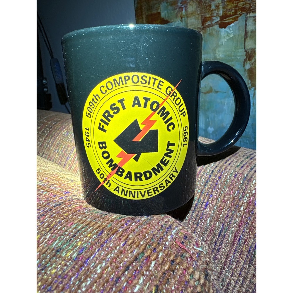 509th Composite Group First Atomic Bombardment 50th Anniversary Black Coffee Mug